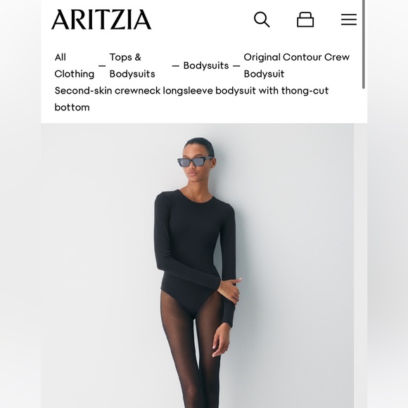 Aritzia Black Crewneck Bodysuit - Picture 1 of 3